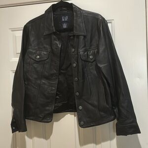 GAP genuine leather Black Jacket